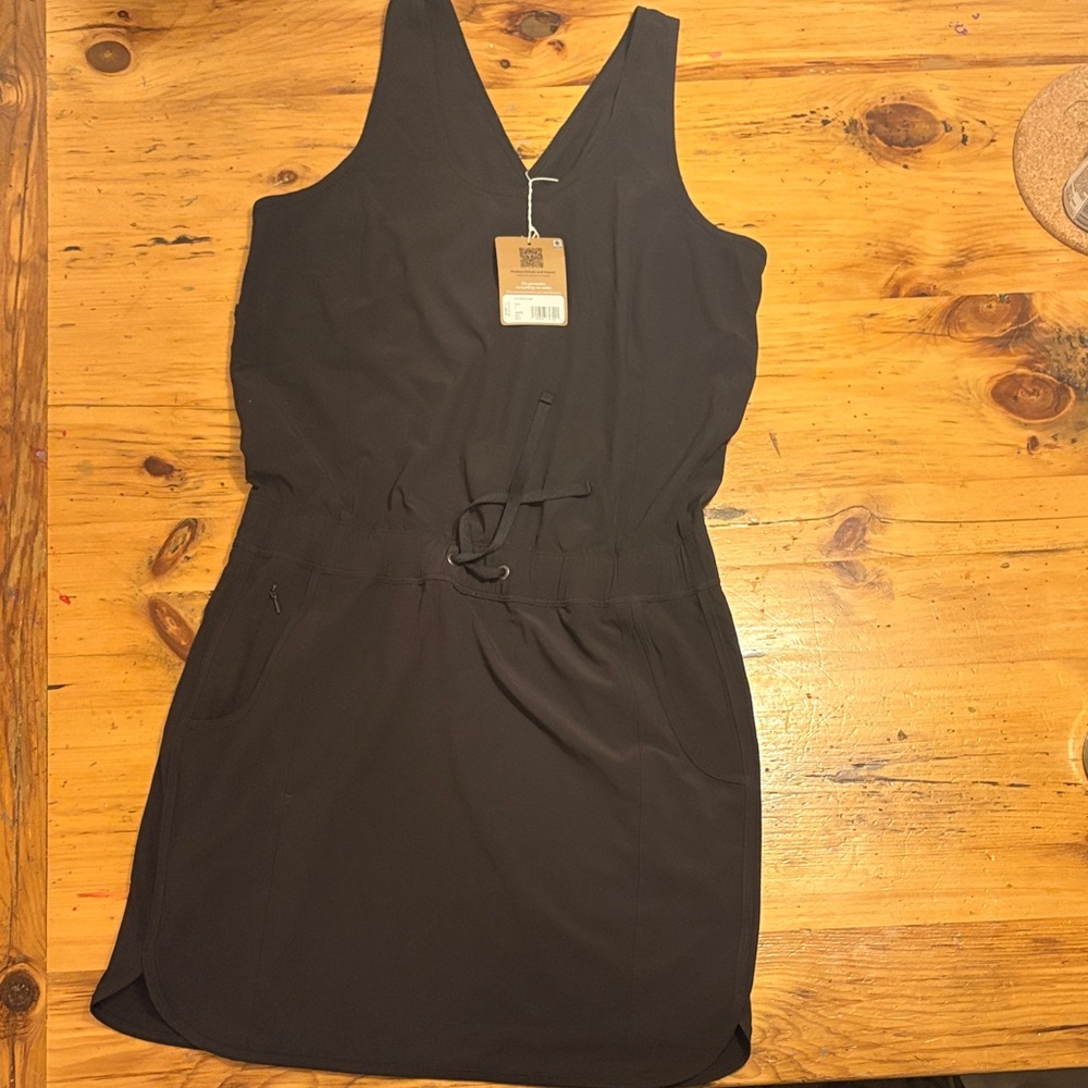 Patagonia Black Mini Dress with Drawstring Waist